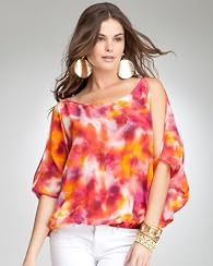 Peek Shoulder Surplice Back Top