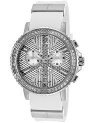 Womens Chronograph Silver-Tone Steel Case White Rubber