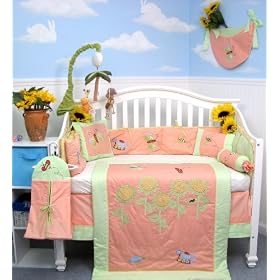 Sunflower Blossom Baby Girls Crib Nursery Bedding SET 10pcs