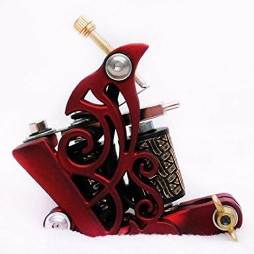 Professional Red Aluminum Alloy Frame 10 Wrap Laps Coil Tattoo Machine Gun For Kit Set Supply
