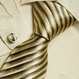 Brown striped men in ties Christmas gifts for him handmade silk tie cuff links set 5142