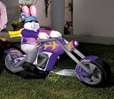 7 Ft Long - Gemmy Easter Airblown Inflatable - Easter Bunny on Motorcycle Chopper