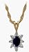 10 Karat Two-Tone Gold Created Sapphire Gemstone & Diamond Pendant