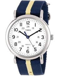 Timex Unisex T2P1429J "Weekender" Watch with Navy and Tan Nylon Strap