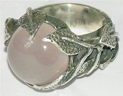 Rings Sterling Silver Rose-Quartz Gemstone Jewelry (rng272)
