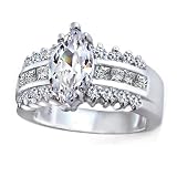 Bling Jewelry Sterling Silver Triple Row 2K Marquise CZ Engagement Ring