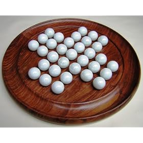 Solitaire. Solid Shisham Wood. Attractive White Balls. 30cm