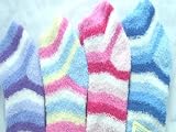 4 Pair Girls Fluffy Soft Touch Ankle Socks - One Size