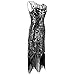 Urmine Women's 1920's Gatsby Party Evening Ball Beaded Fringed Flapper Dress (L, Black-ur01)