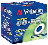 Verbatim CD-RW Hi Speed Scratch Resistant 10er-Pack 8x-12x 700MB CD-RW Rohlinge im Jewel Case