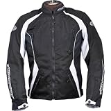 AGV Sport Bella Women's Textile Sports Bike Motorcycle Jacket w/ Free B&F Heart Sticker Bundle - Black/White / Large