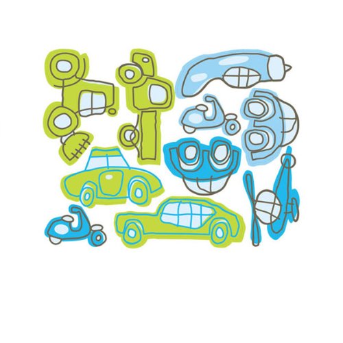 Wallcandy Arts Notnuetral Blue & Green Transportation - 1 Kit