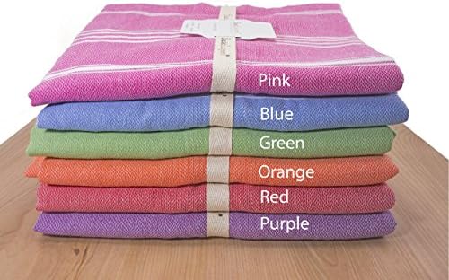 Basic Layers 100% Cotton Pestemal Turkish Bath Towel, 37x70", Blue