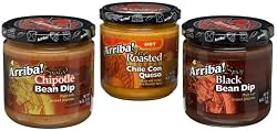 Arriba! Bean & Queso Dip Party Pack (Spicy Black Bean, Smoked Chipotle & Hot Chile Con Queso), 16-Ounce Jars (Pack of 3)