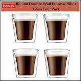 Bodum 10108-10US Canteen Double Wall Glass Espresso Shot Glass Four Pack by 
