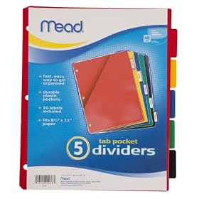 Mead Tab Dividers With Pocket (20038)