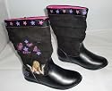 Girls' black Hannah Montana cowgirl zip up boots. UK
