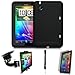 Black Cover Protective Slim Durable Silicon Skin Case for HTC Flyer 3G WiFi HotSpot GPS 5MP 16GB Android OS AD2P 7 Inch Tablet Device + Includes a eBigValue (TM) Determination Hand Strap + Includes a Anti Glare Screen Protector + Includes a 360° Rotatable Windshield Mount Kit