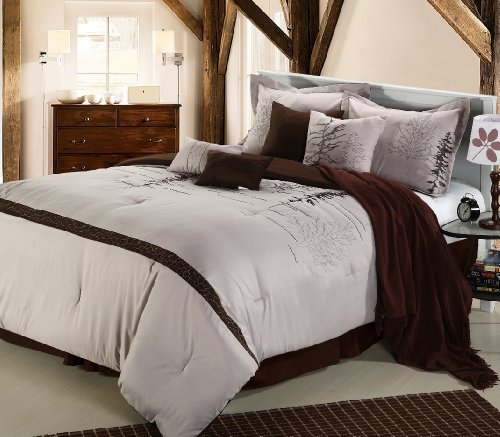 Multiple Colors & Sizes - 8pc Luxury Bedding Set- P. Vine Beige/Brown - California King Comforter Set Multiple Colors & Sizes - 8pc Luxury Bedding Set- P. Vine Beige/Brown - California King Comforter Set