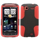 Black Red 2 in 1 Hybrid Rubber Plastic Skin Case Cover for HTC Sensation 4g ....