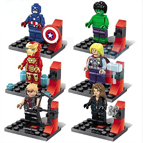 OliaDesign Super Heroes 6 Avengers Figures with Weapon Holder