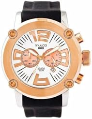 Mulco MW2-6263-023 Stainless Steel Chronograph Mwatch Collection White Dial Black and Golden Bezel Watch