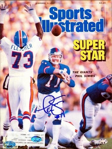 Phil Simms Autographed/Hand Signed Sports Illustrated Magazine (New York Giants) PSA