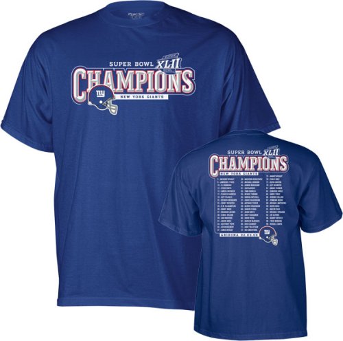 New York Giants Super Bowl XLII Champions Roster T-Shirt