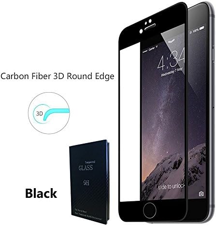 Cooling IPhone 6/6s Plus 3D Screen Protector Edge to Edge, Gorilla Premium 3D Ultra Thin 0.2mm Curved Round Edges Full Screen Cover Tempered Glass Protector for iPhone 6/6s Plus (Black)