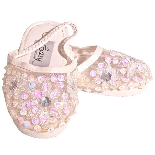 Easy USA Toddler Girls White Sequin Mesh Beaded Sandals 6-10
