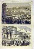 イタリアベロナフィレンツェ Pitti 王宮殿の古い印刷物 1866