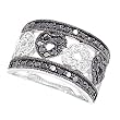 Sterling Silver Ring - Clear and Black CZ - Hearts - 13 mm x 4 mm, Sizes 5-8 Sterling Silver Ring - Clear and Black CZ - Hearts - 13 mm x 4 mm, Sizes 5-8