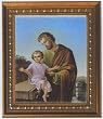 Saint Joseph in Wood Frame with Golden Trim, 11.25" x 13.25" - MADE IN ITALY