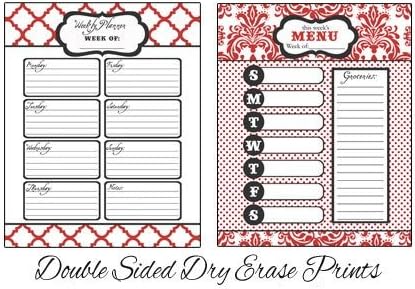 Dry Erase Weekly Planner and Menu (Cherry Demask)
