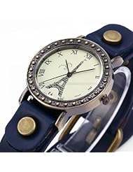 Cool Blue Vintage Woman watch Leather Lady Women Fashion Analog Quartz Watch
