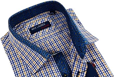 Max Lauren Men's Long Sleeve Blue Dress Shirt