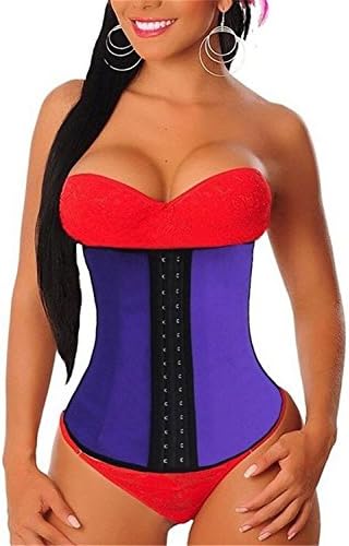 opment Women's Latex Sports Waist Trainer Corset for Weight loss Body Shapewear Latex Purple2XL(Fits 32-33 Inch Wasitline )