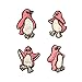 ID 0507ABCD Set of 4 Pink Tiny Penguins Patch Bird Embroidered Iron On Applique