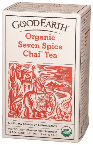 Good Earth Organic Seven Spice Chai, Black Tea And Spices, 18 Count Tea Bags, 1.30-Ounce... by Good Earth