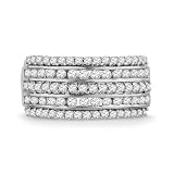 Platinum Plated Sterling Silver Round Diamond Fashion Band Ring (1 cttw)