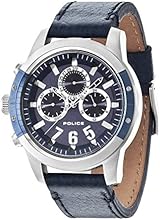 Police Kicker Men's Quartz Watch with Blue Dial Chronograph Display and Blue Leather Strap 14381JSTBL/03