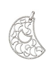 14K White Gold Diamond Moon Pendant (0.65 Cttw, F Color, VS Clarity)