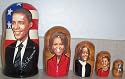 Barack Obama Family * Michelle * Two daughters Sasha and Malia and dog * Russian Nesting doll 5 Pc / 6.5 in * obama.f.dog