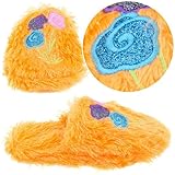 Orange Fuzzy Floral Slippers for Women