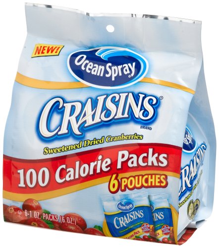 Ocean Spray Craisins, Sweetened Dried Cranberries 100 Calorie Packs, 6-Count Single Serve, Multi-Pack Bags (Pack of 12)