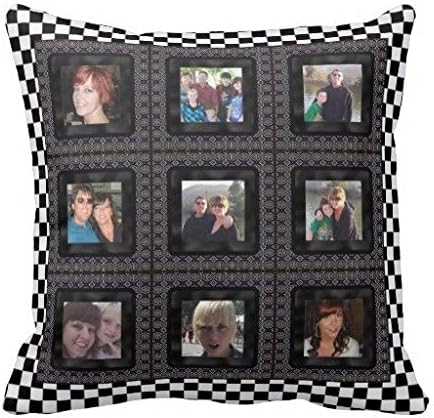Checkerboard Frame Add Photos Instagram Collage Throw pillow case 18*18