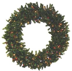 Huge 72" Pre-Lit Canadian Pine Artificial Christmas Wreath - Multi Lights