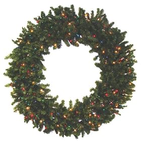36" Pre-Lit Canadian Pine Artificial Christmas Wreath - Multi-Lights
