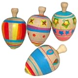 Wooden Painted Spin Tops (1 dz)