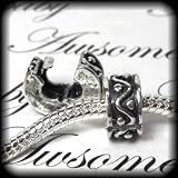 Clip Lock Stopper Graphic Design Bead Fits Pandora Style Bracelets European Charm Bead Bracelets 1 Free Rubber Ring